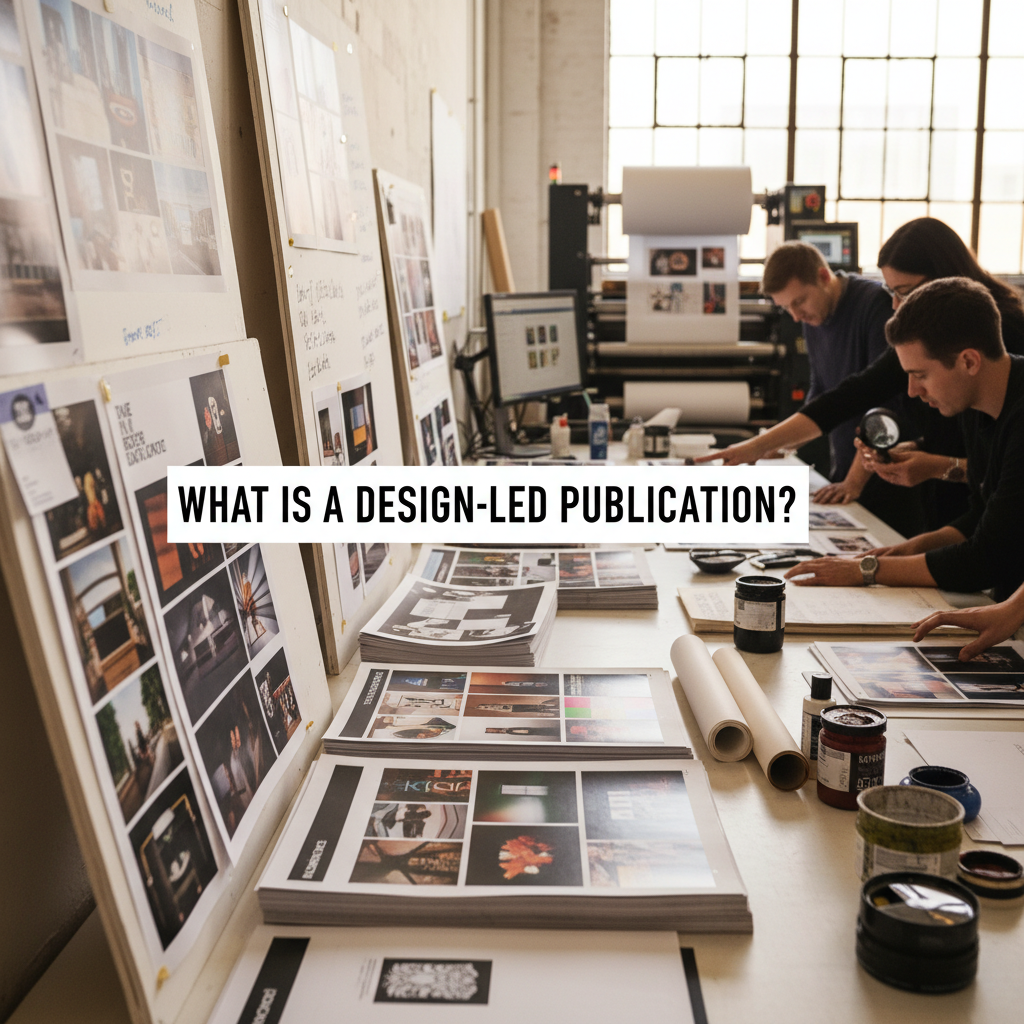 What is a design led publication production process showing editorial and design workflow