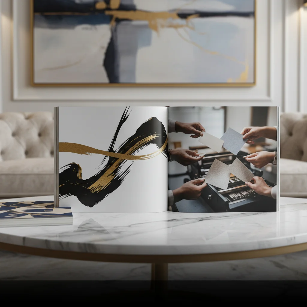 premium brand magazine open on coffee table demonstrating audience retention print marketing