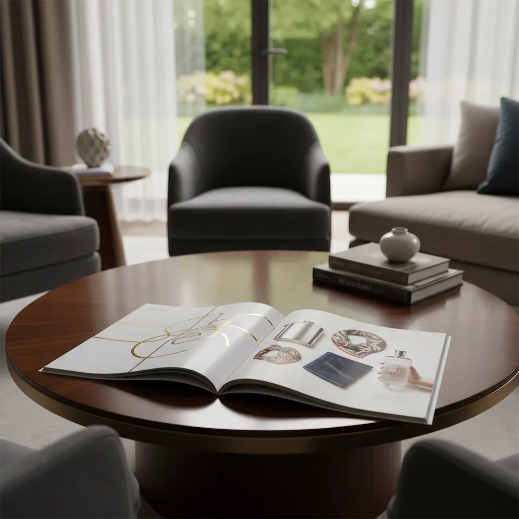 brand keepsake marketing strategy shown through premium print magazine on coffee table