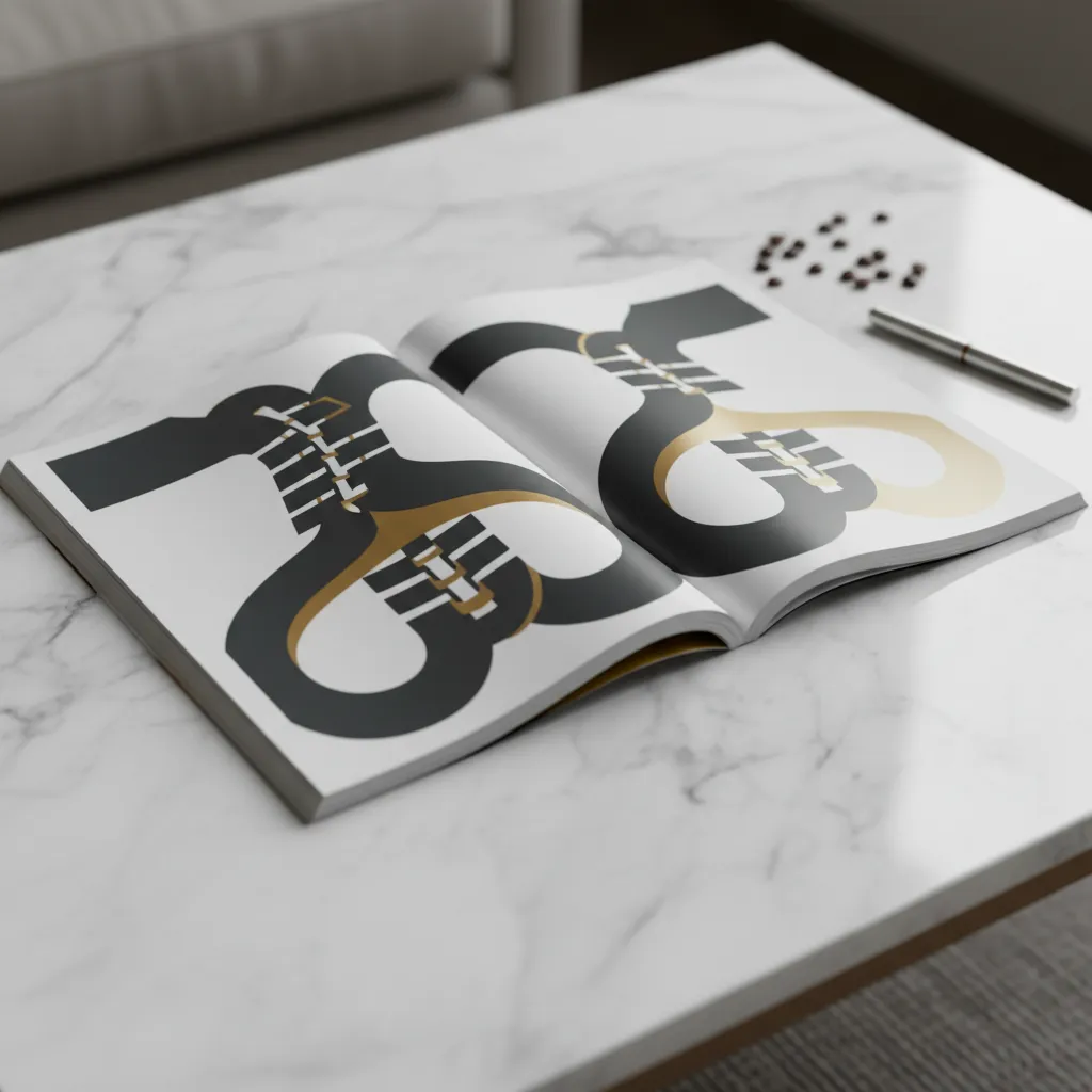 editorial spine strategy brands shown through premium magazine layout on coffee table