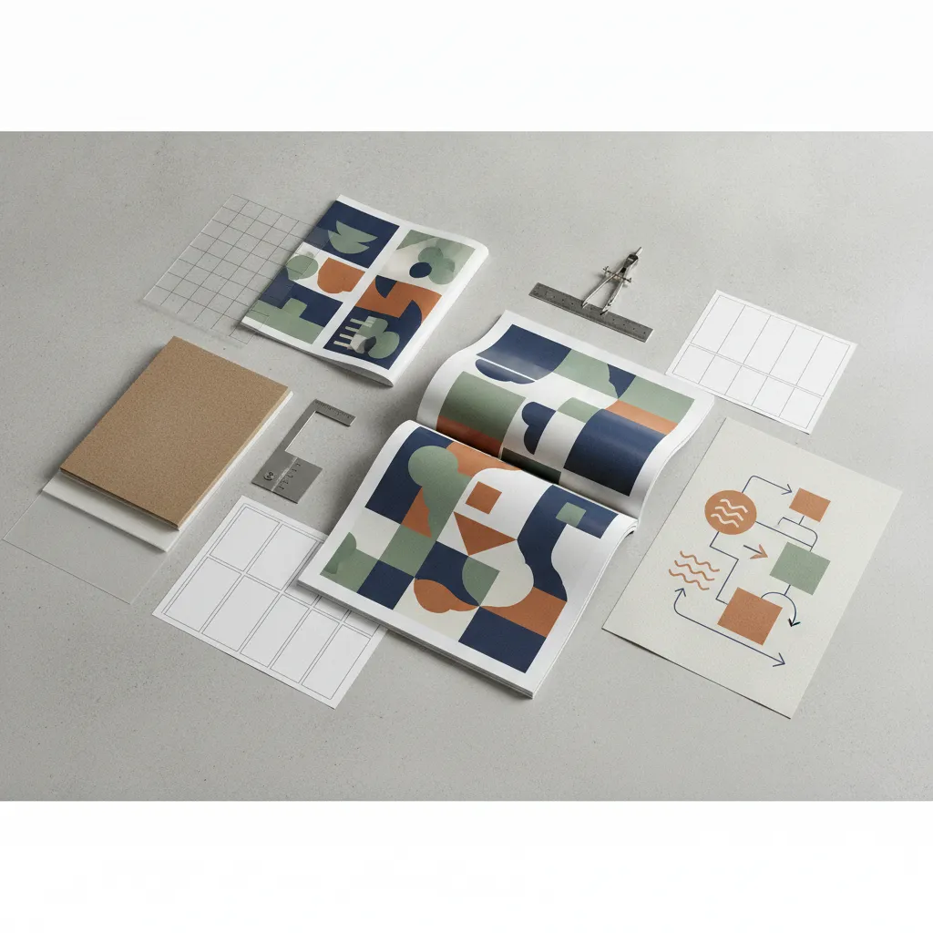 behind the scenes of tangible brand marketing production showing editorial design and print materials