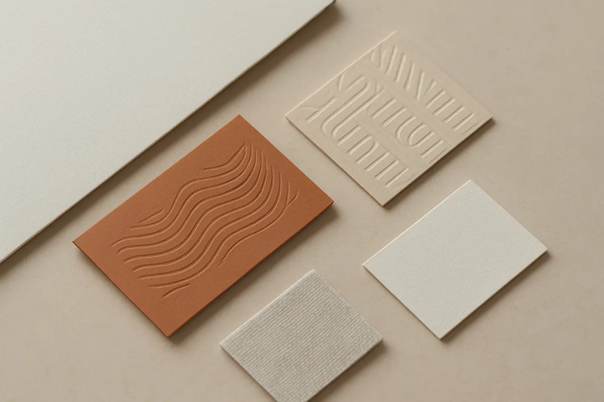 tactile brand differentiation summary showing print materials with varied finishes