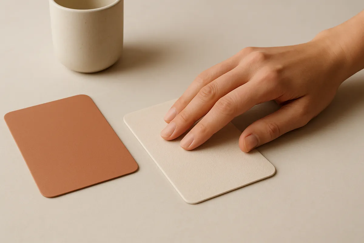 tactile brand differentiation example showing premium print quality