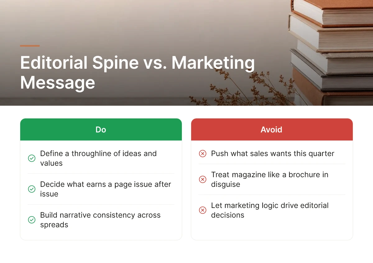 Editorial Spine vs. Marketing Message