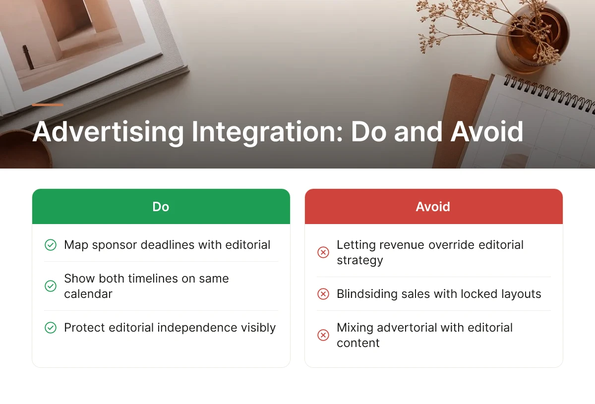 Advertising Integration: Do and Avoid