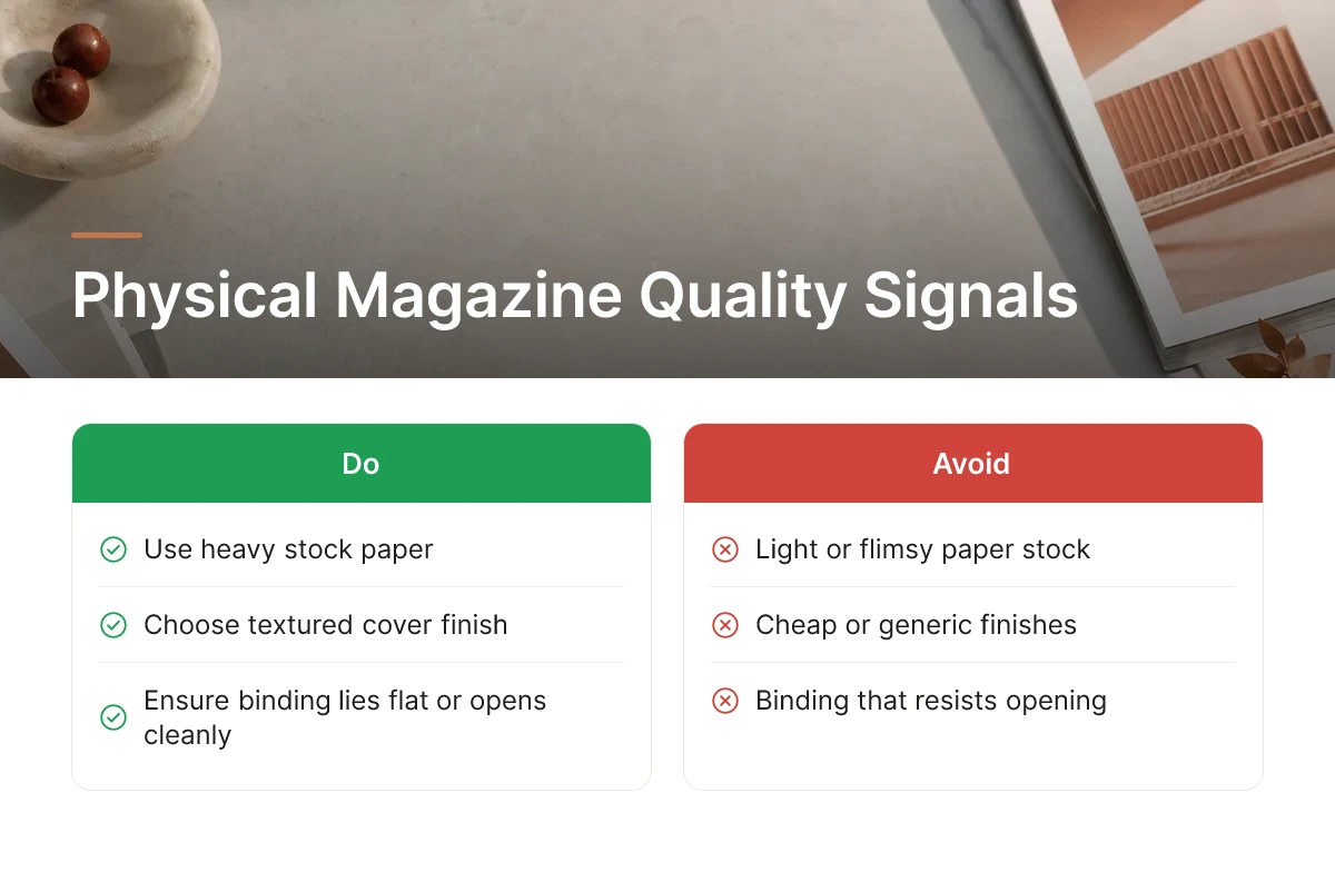Physical Magazine Quality Signals