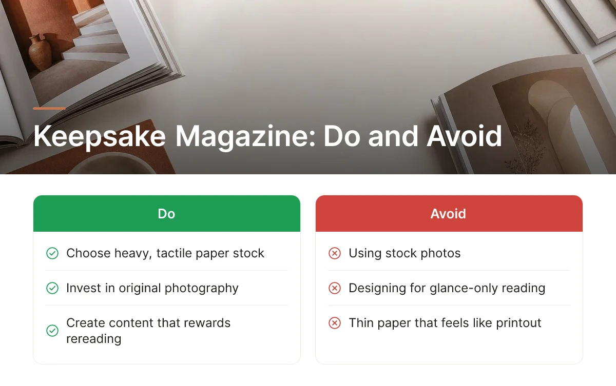 Keepsake Magazine: Do and Avoid