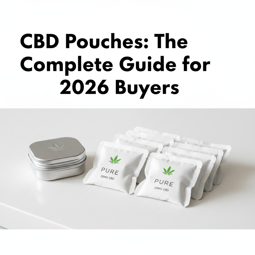 CBD pouches displayed on a white surface showing the tobacco-free pouch format