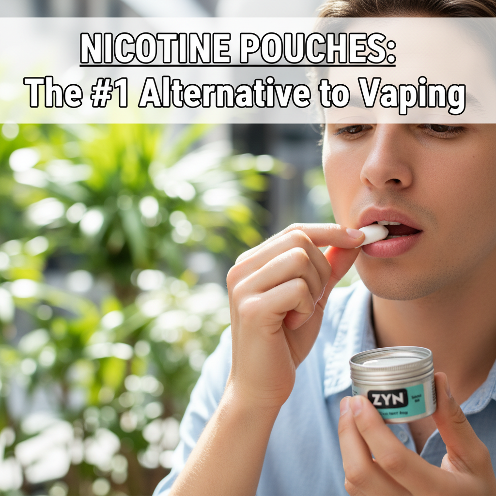Person using a tobacco-free nicotine pouch as an alternative to vaping