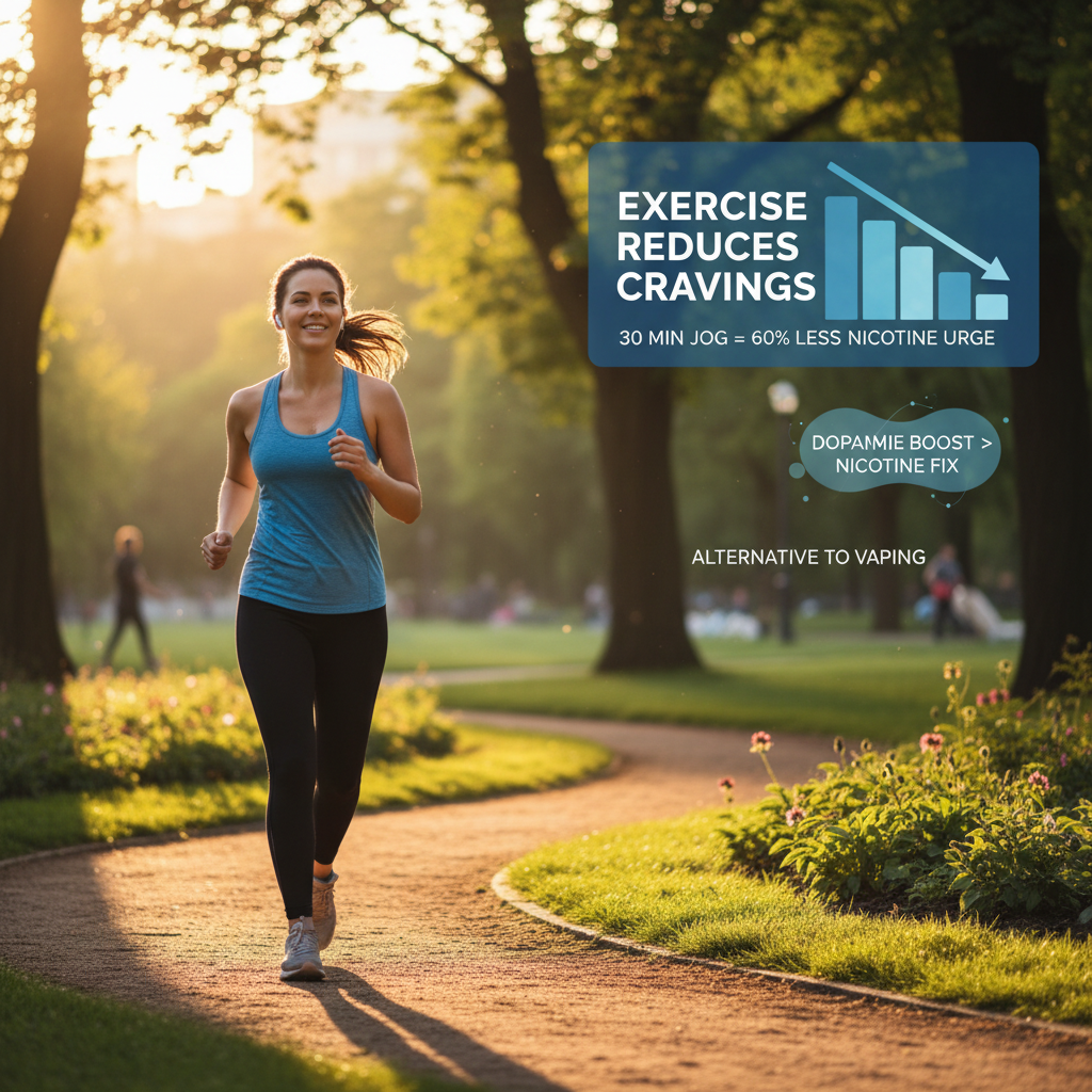 Person exercising outdoors as a healthy alternative to vaping for craving reduction