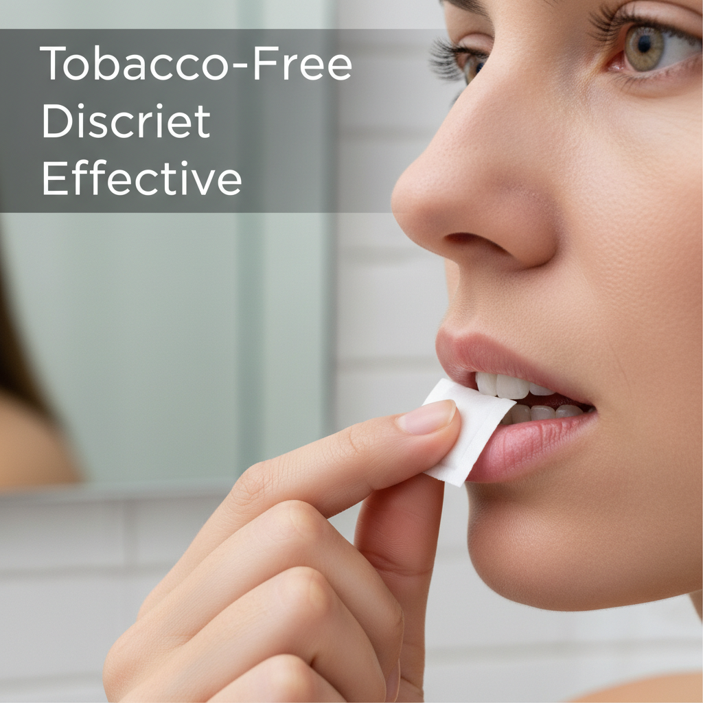 person using a tobacco-free nicotine pouch as a smoking cessation product
