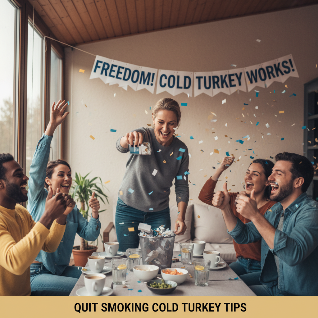 Successful quit smoking cold turkey tips celebration and achievement