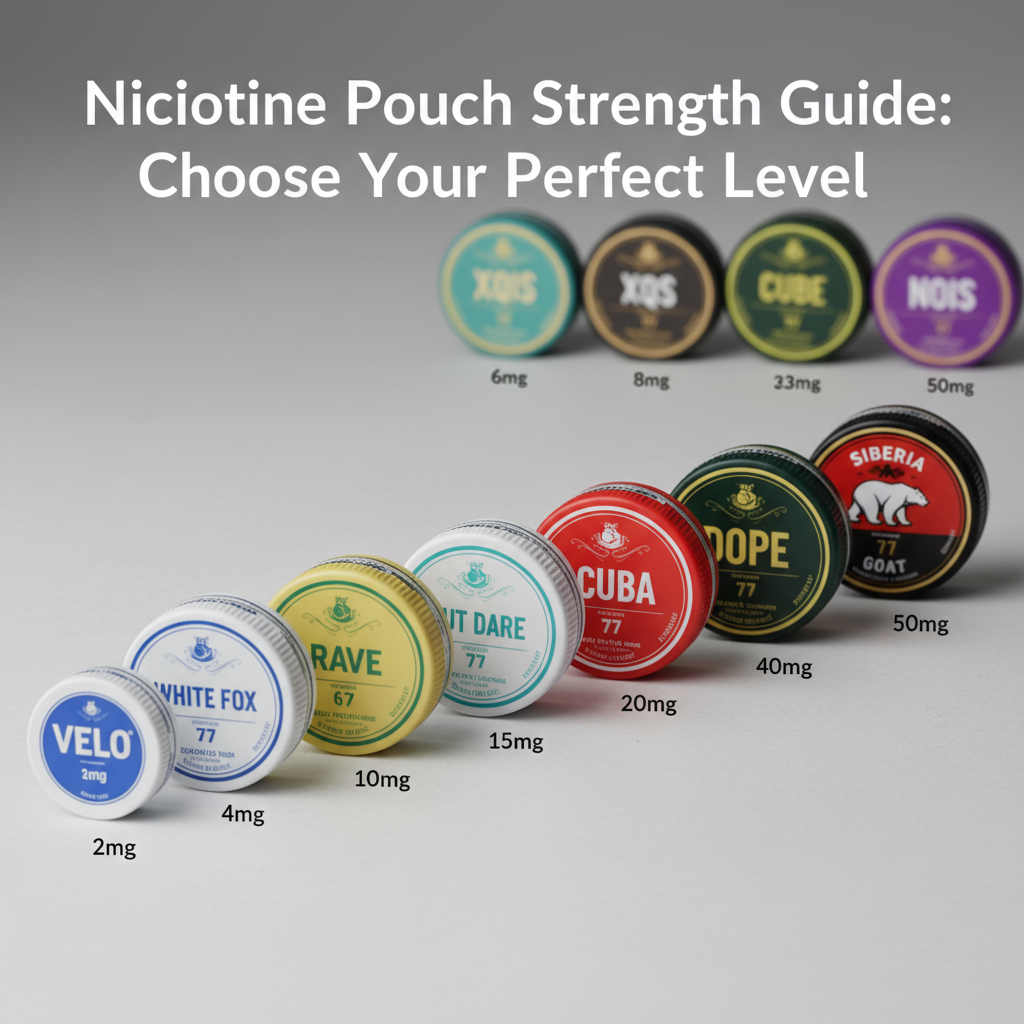 nicotine pouch strength guide comparison chart showing various mg levels