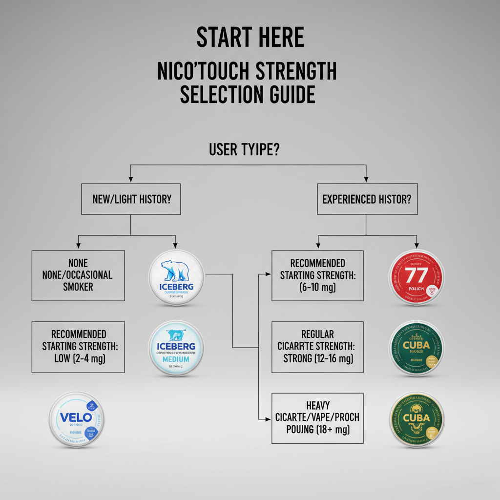 nicotine pouch strength guide decision tree for choosing the right mg level