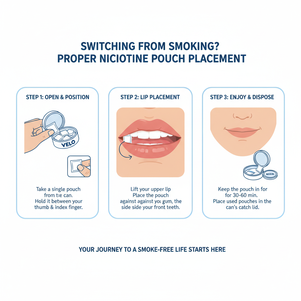 How to switch from smoking to nicotine pouches with proper placement technique demonstration
