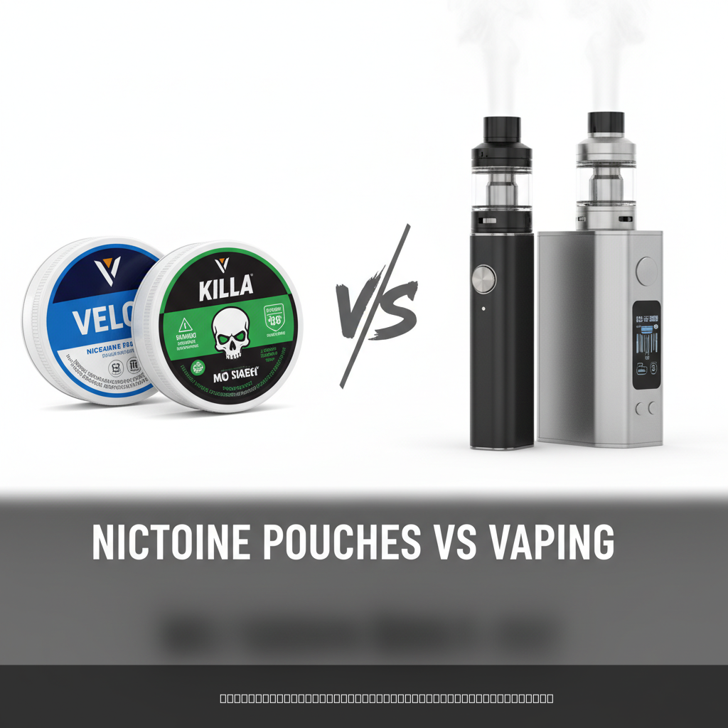 nicotine pouches vs vaping comparison showing products side by side