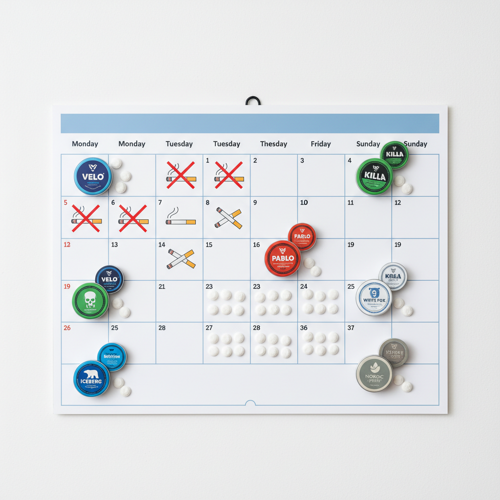 weekly transition plan to switch from smoking to pouches with timeline and milestones