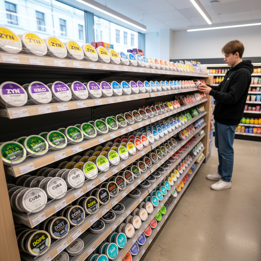 Estonian retail store nicotine pouch selection