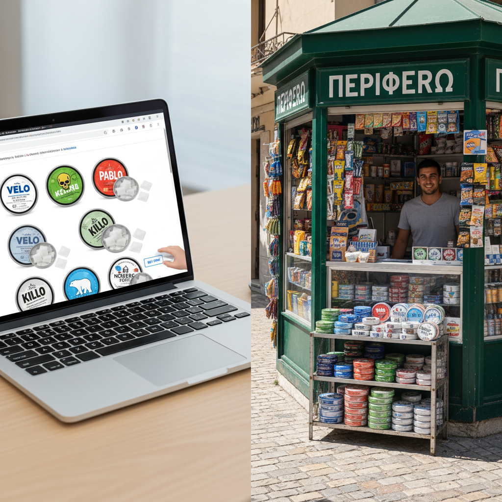 where to buy nicotine pouches in Greece online versus local stores comparison