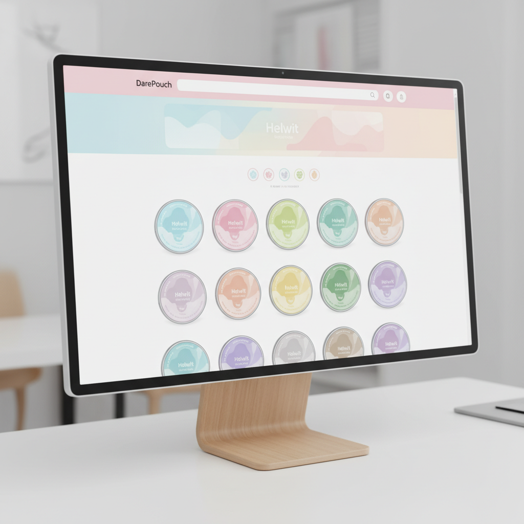 DarePouch website showing Helwit nicotine pouches catalog — order Helwit pouches online with fast EU shipping