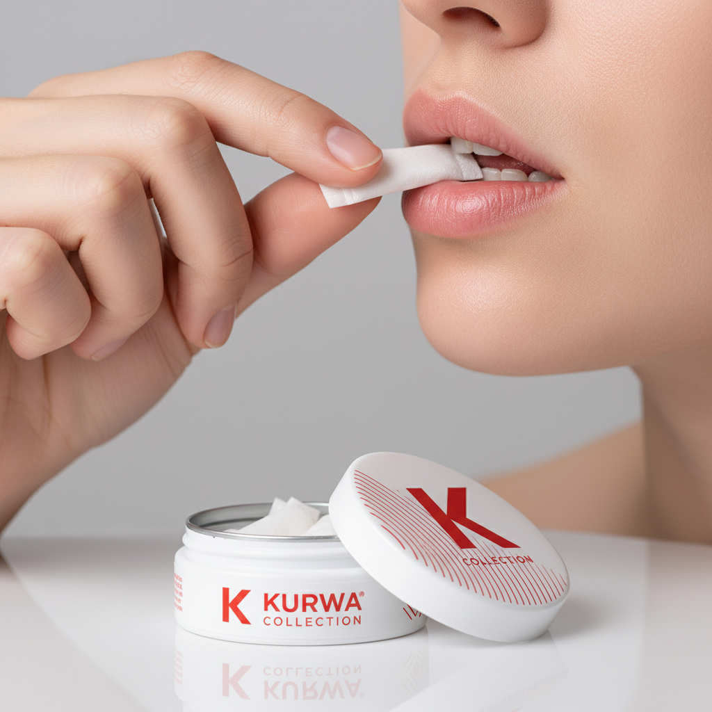Kurwa nicotine pouches review - slim pouch format and placement under lip
