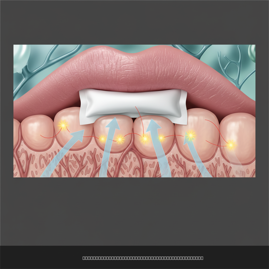 Diagram showing why nicotine pouches burn - nicotine diffusion through gum tissue