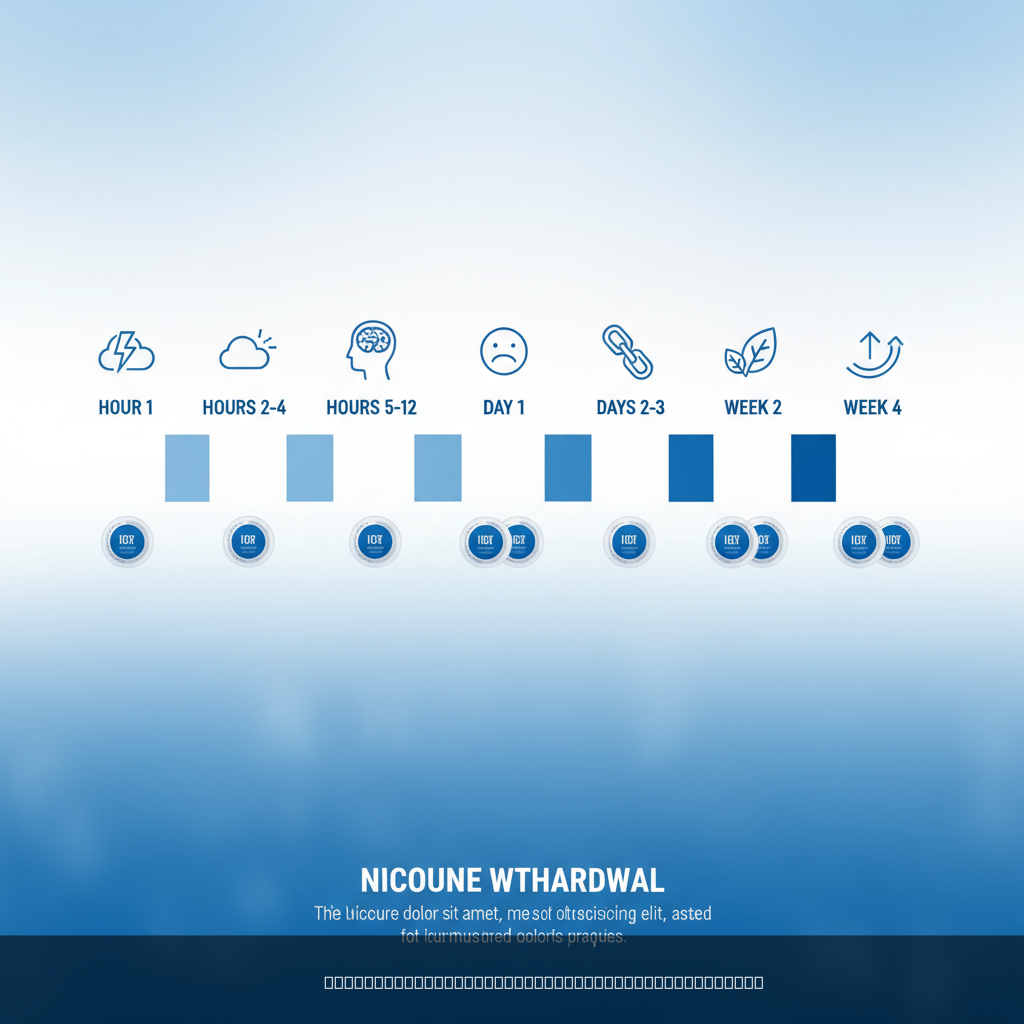 nicotine withdrawal timeline infographic showing stages from first hours to four weeks