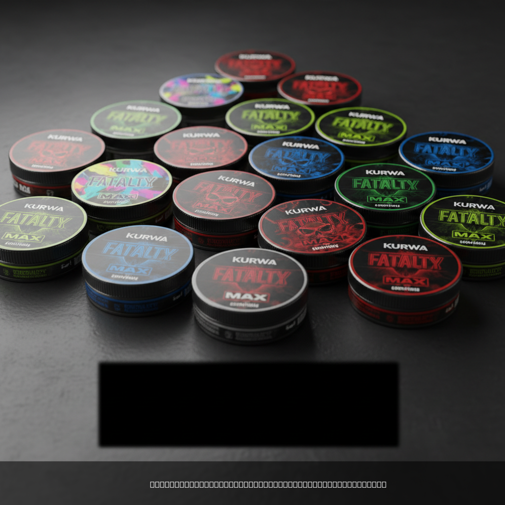 Strongest Kurwa nicotine pouches product lineup showing Collection, Fatality, and Max series tins