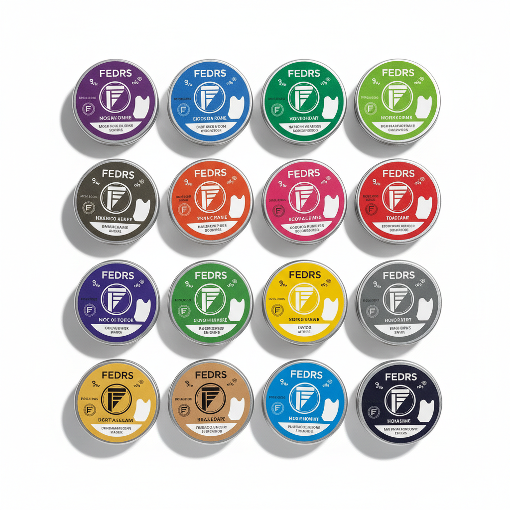 Multiple FEDRS nicotine pouch cans showing full range available to order FEDRS pouches online