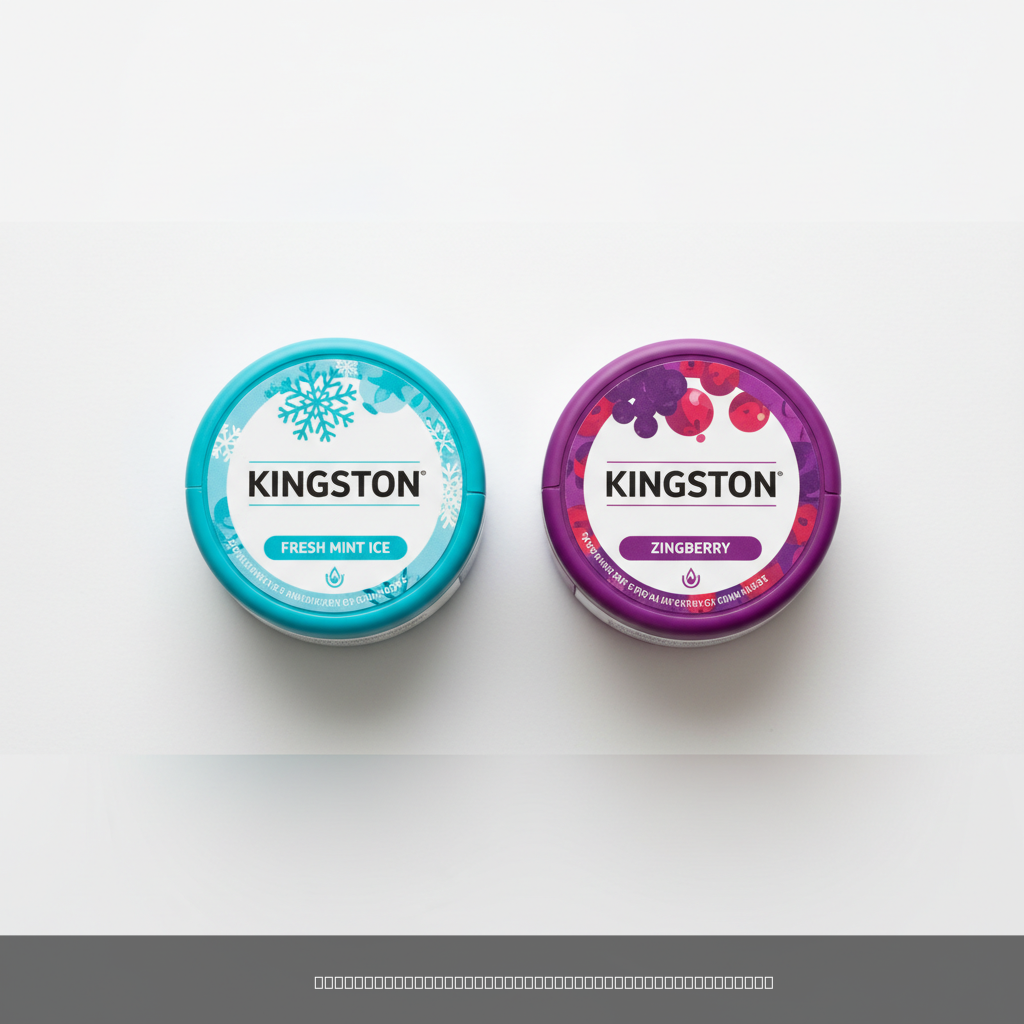 Kingston nicotine pouches Fresh Mint Ice and Zingberry — order Kingston pouches online at DarePouch