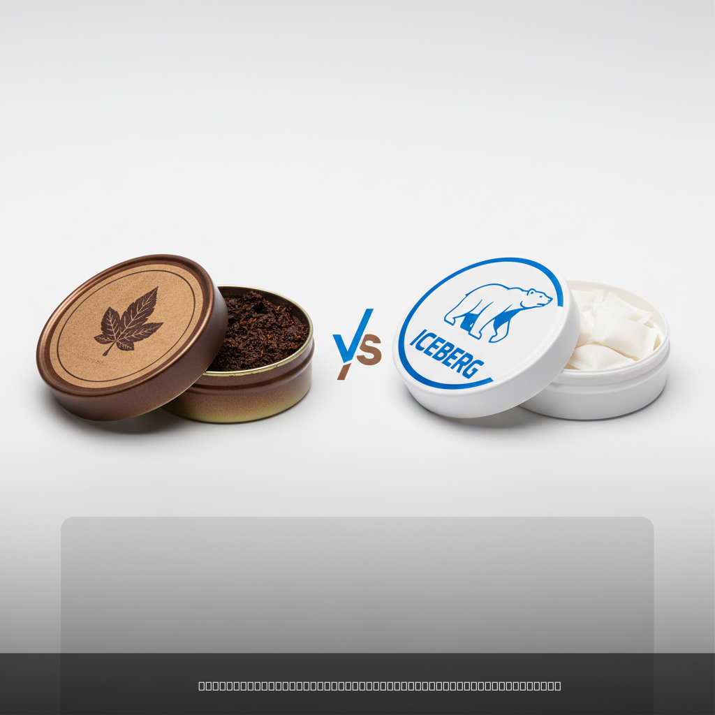snus vs nicotine pouches differences comparison of two product cans side by side