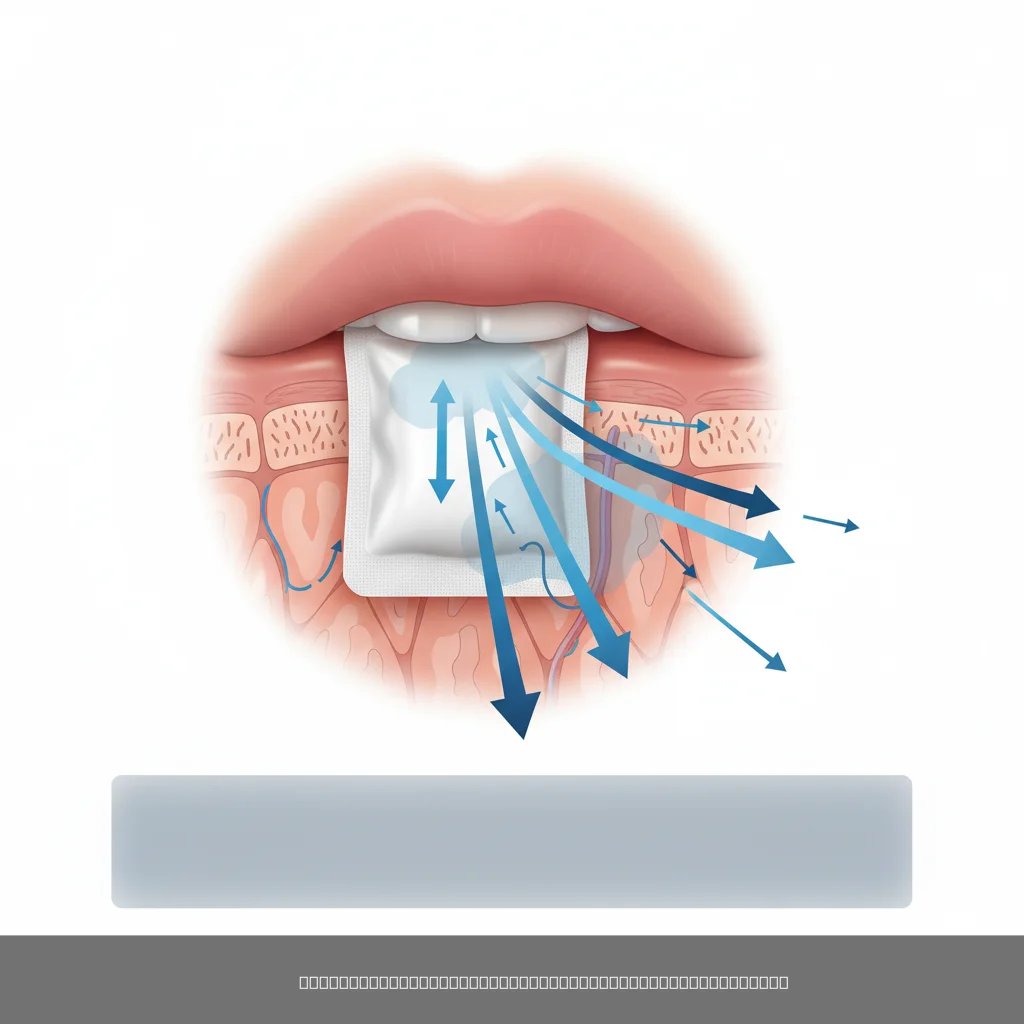 diagram showing nicotine pouch pH irritation and nicotine absorption through oral mucosa