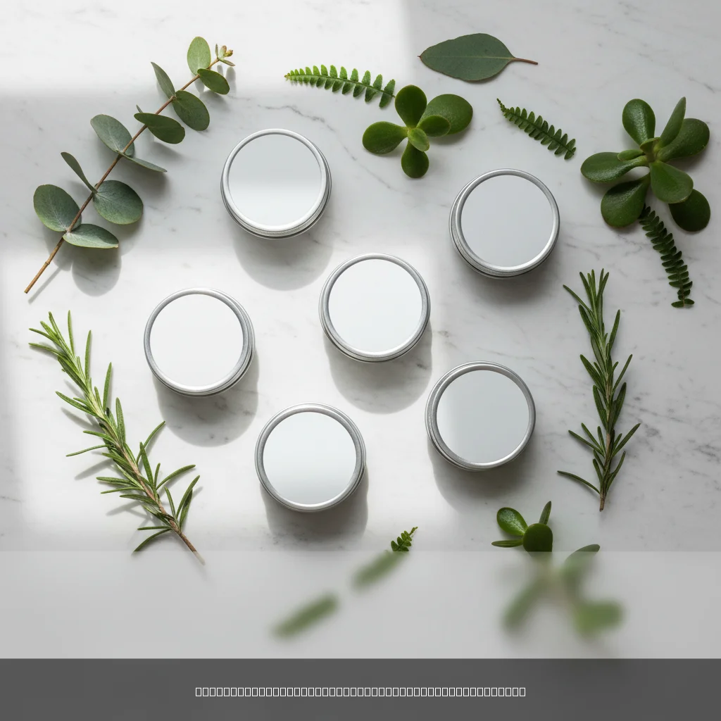 CBD pouches for stress relief displayed in round tins on a clean surface