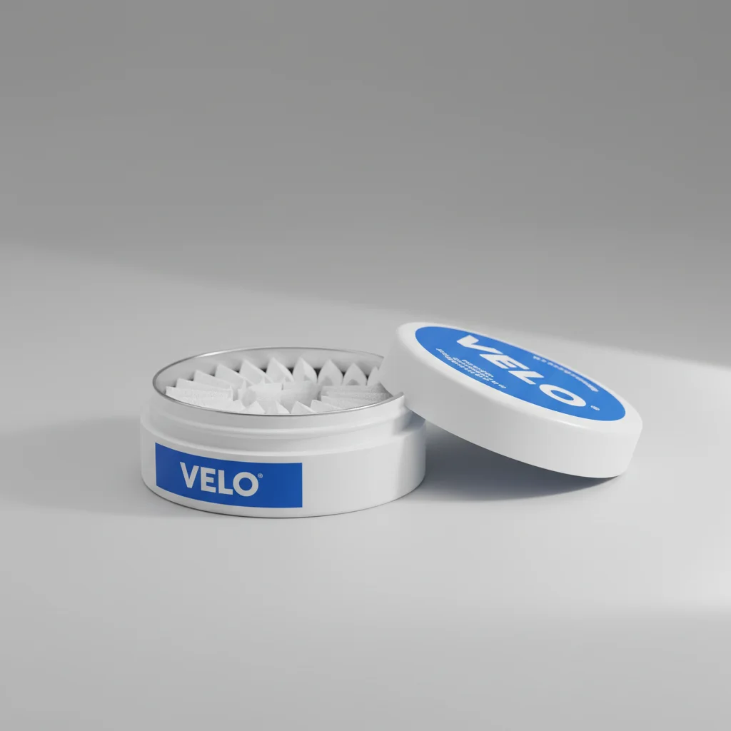 Open nicotine pouch can showing white slim pouches — smoke free nicotine products available at DarePouch