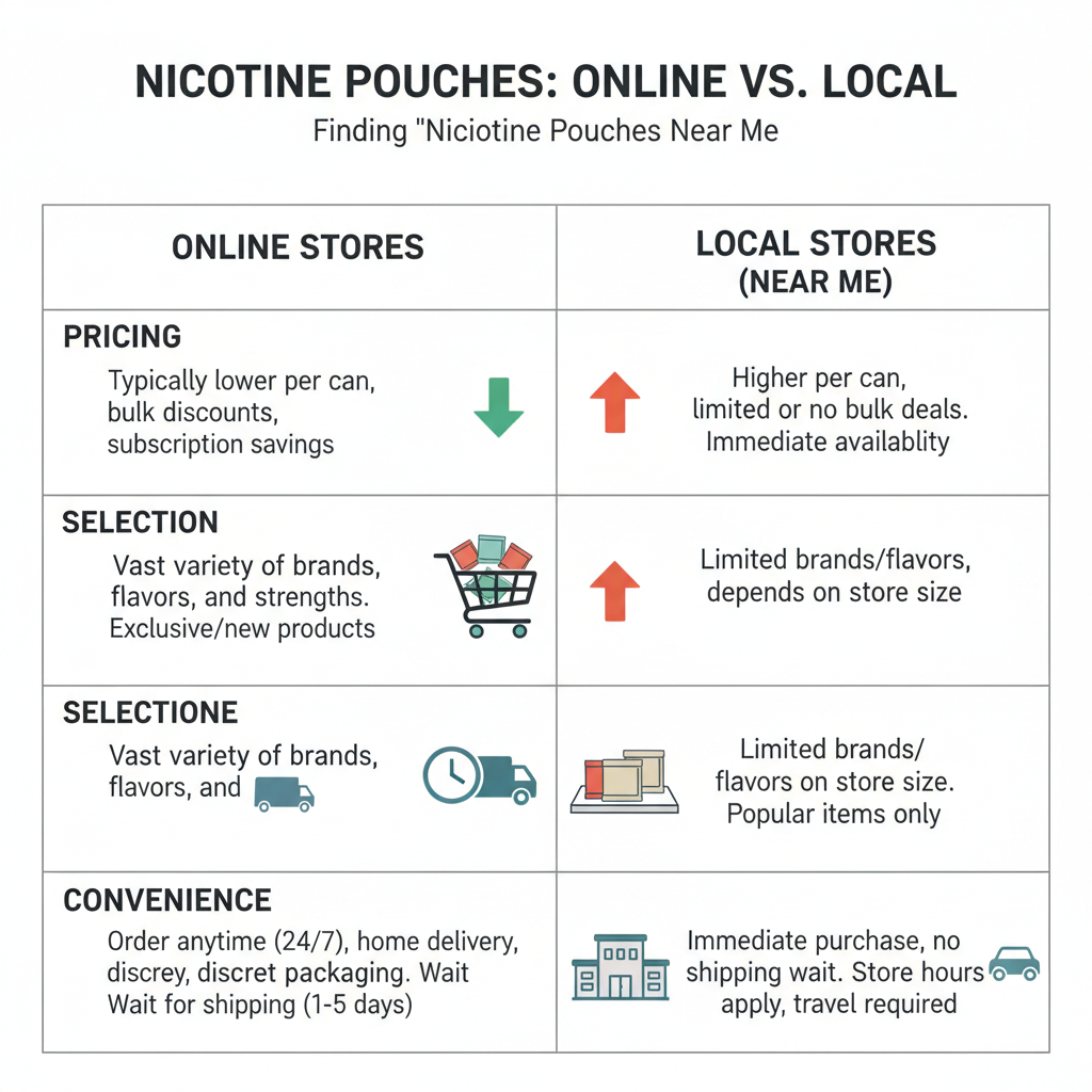 nicotine pouches near me price comparison online versus local stores