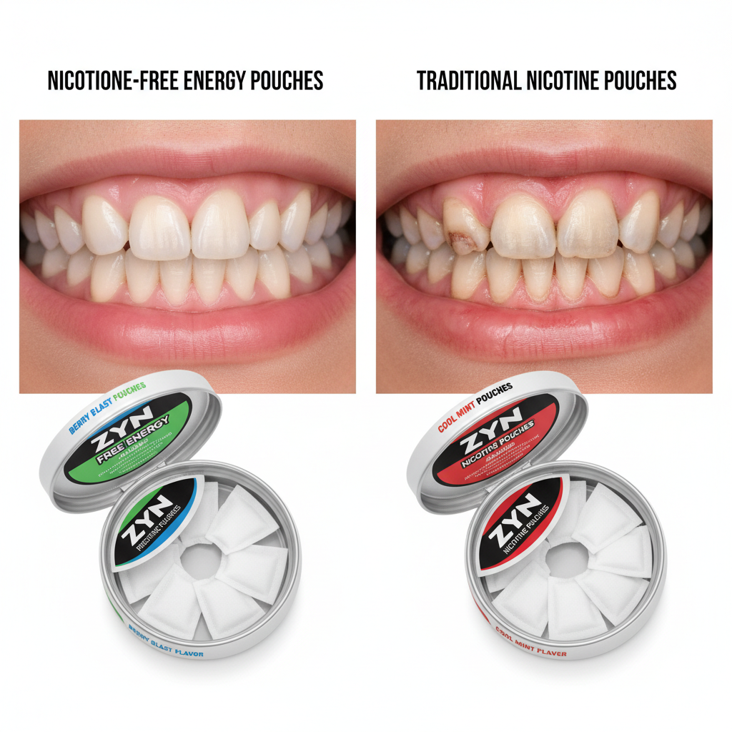 nicotine pouches gum health comparison between nicotine and nicotine-free alternatives