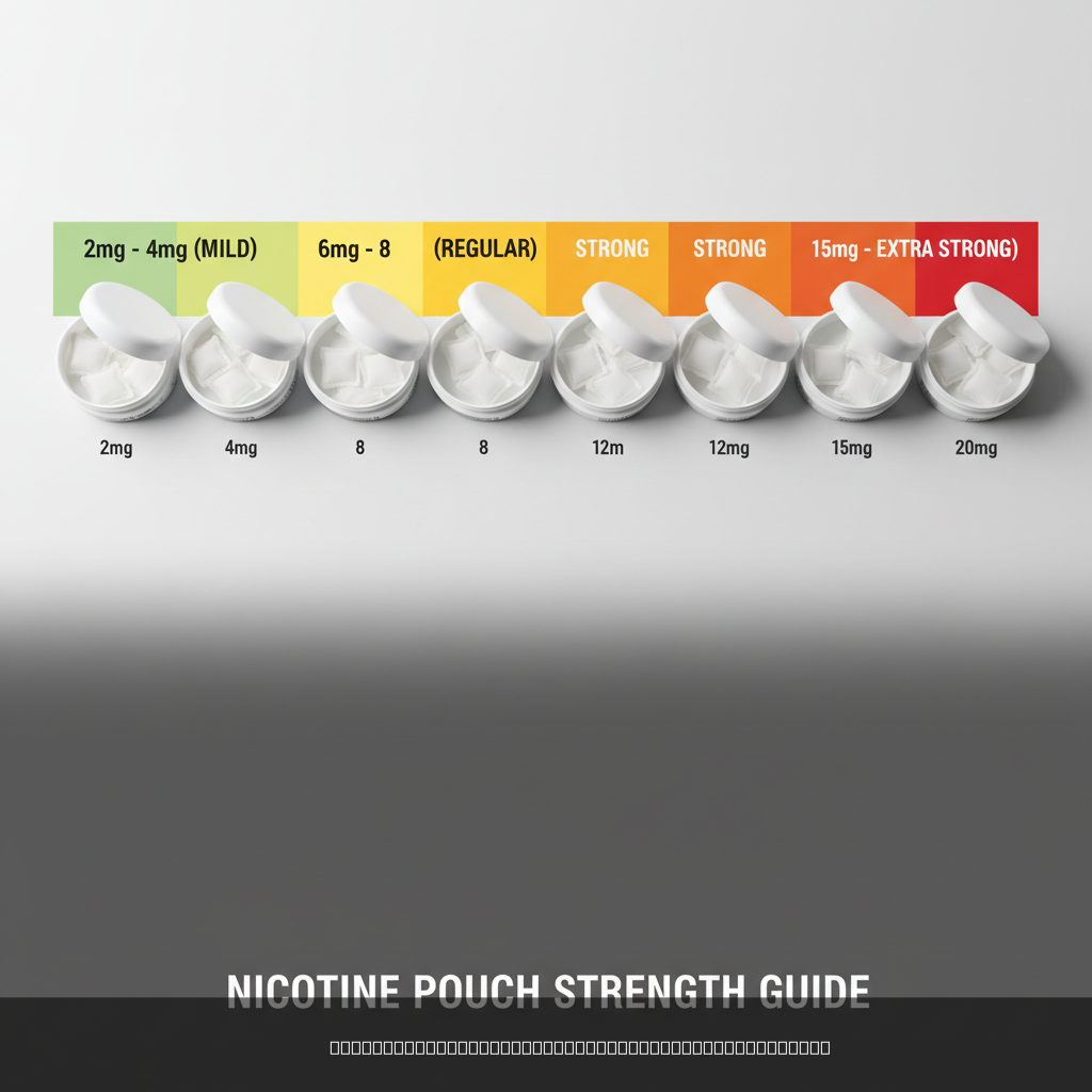 nicotine pouch strength guide chart showing different dosage levels