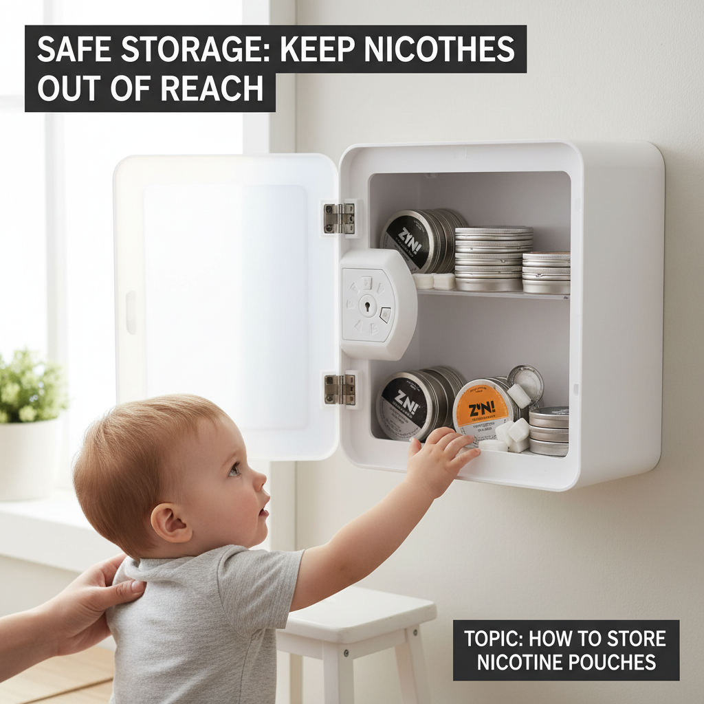 safe storage showing how to store nicotine pouches away from children and pets