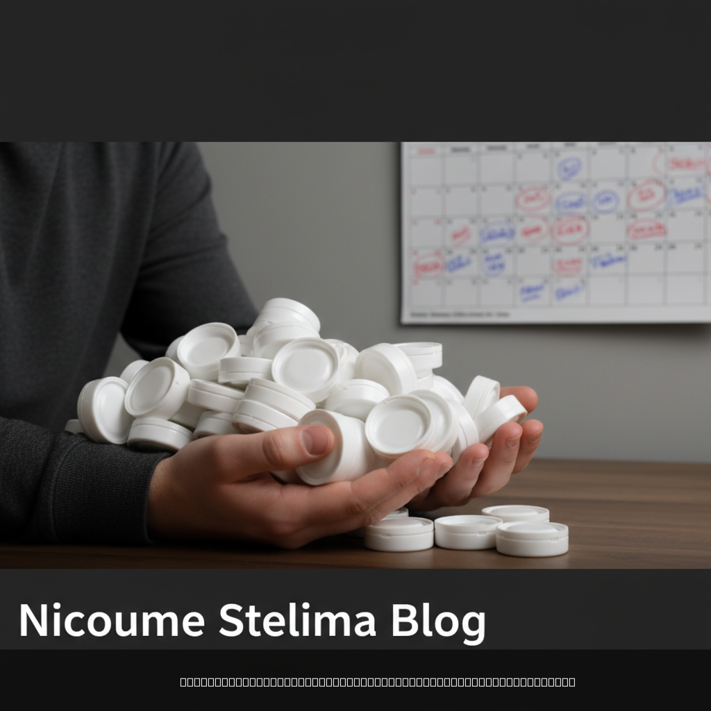 nicotine pouch addiction daily consumption tracking showing multiple empty cans