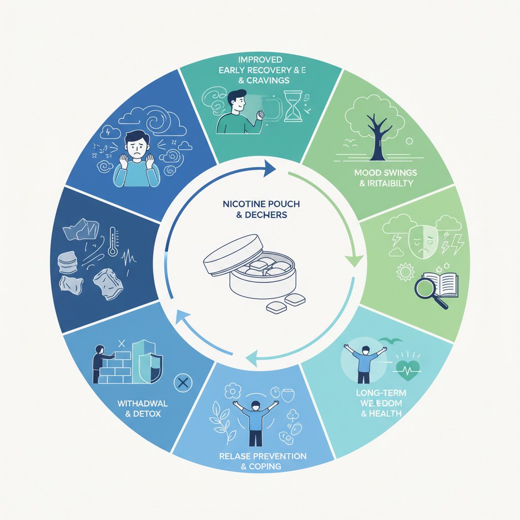 nicotine pouch addiction recovery timeline showing withdrawal symptoms and healing progression