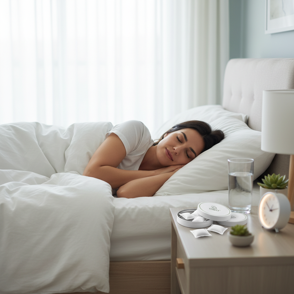 CBD pouches sleep benefits showing natural rest and recovery