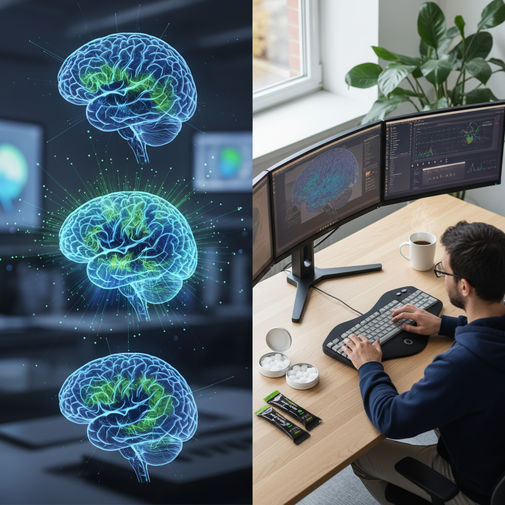 L-theanine caffeine combination brain wave enhancement and productivity benefits