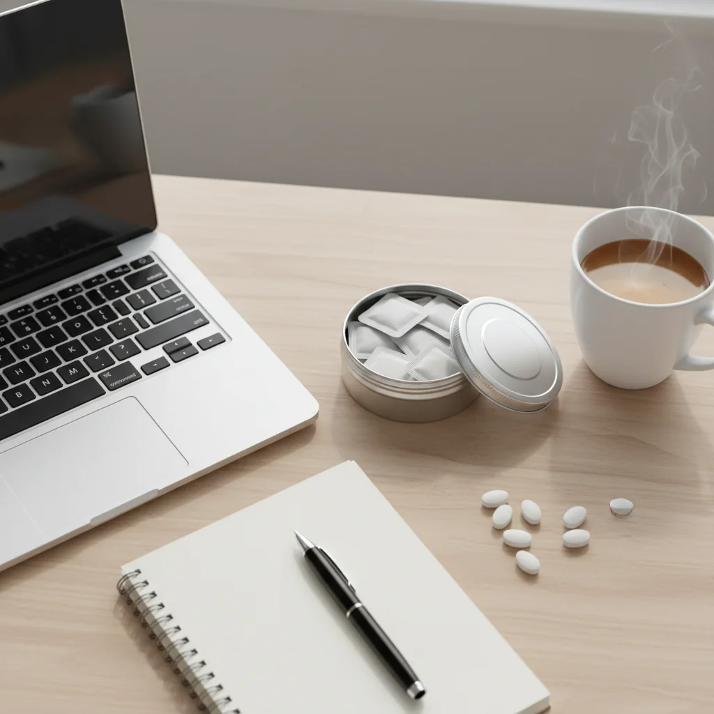 Productivity desk with Outdare Energy nootropic pouch tin — best nootropics for focus in daily use