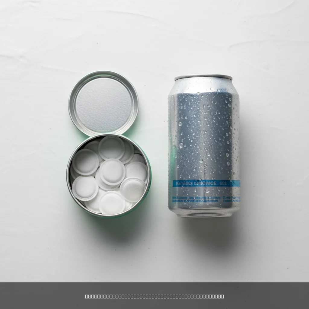 caffeine pouches vs energy drinks side by side comparison flat lay