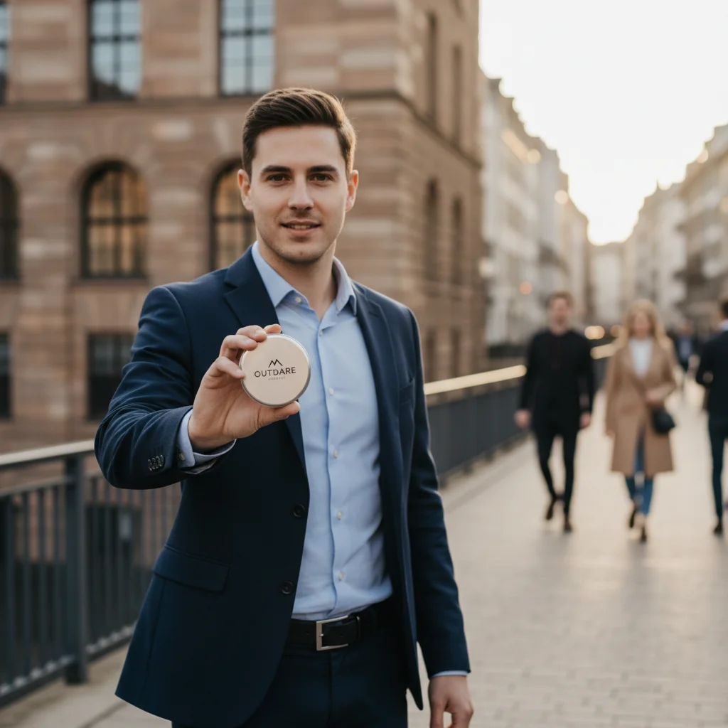 Young professional using Outdare clean energy pouches as part of a daily focus and productivity routine