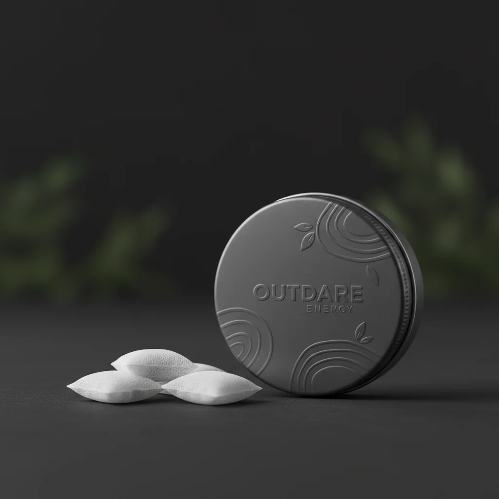 Outdare Energy functional pouch tin providing natural energy boost without caffeine through nootropics