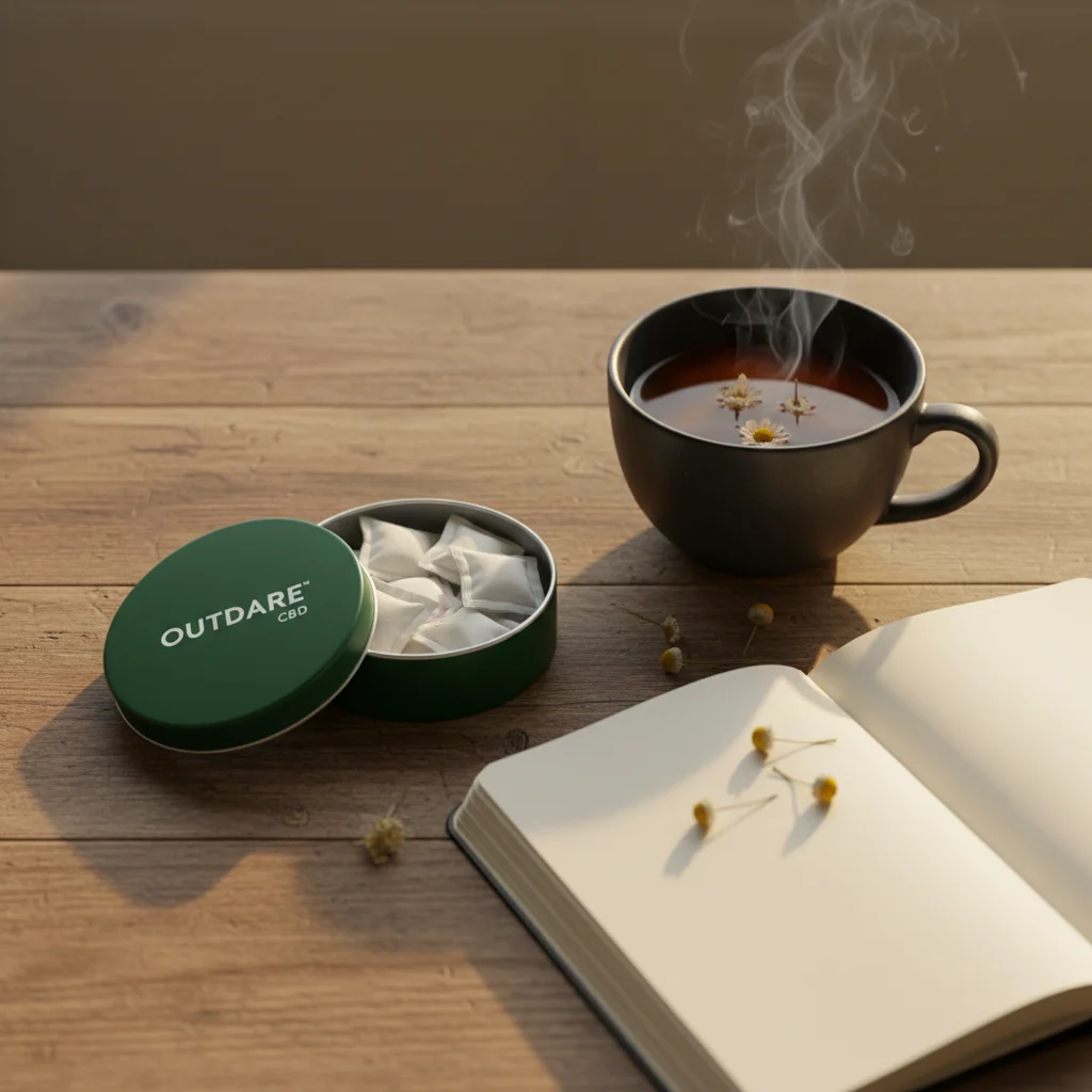 Outdare CBD pouches as part of a natural anxiety management evening ritual