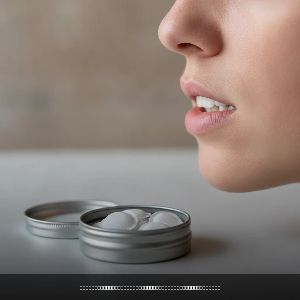 Person using caffeine pouches energy via buccal absorption under lip