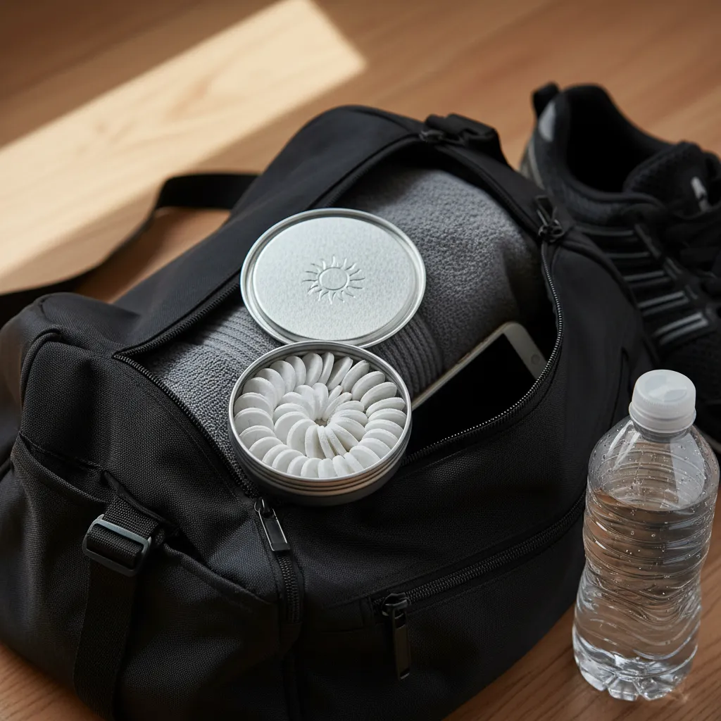 Outdare energy pouch tin as clean pre-workout supplement alternative shown open with white mint pouches inside