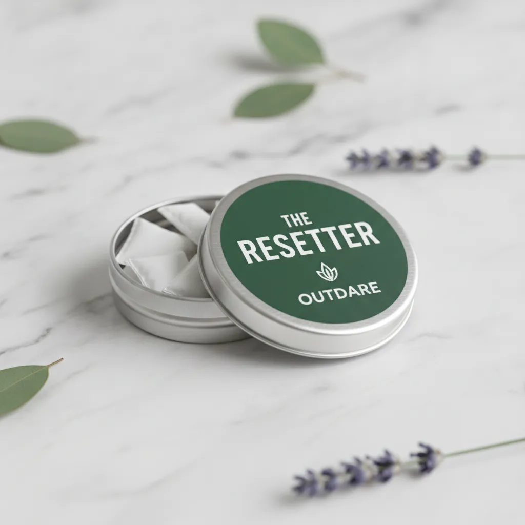 Outdare CBD pouch tin for sleep and anxiety relief — The Resetter evening ritual